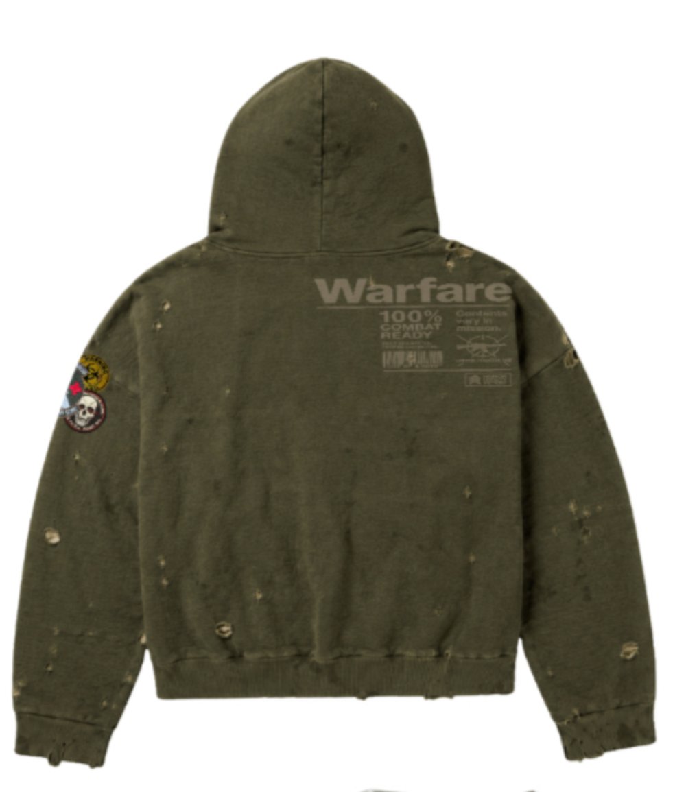 Warfare Hoodie back with Warfare 100% combat ready print